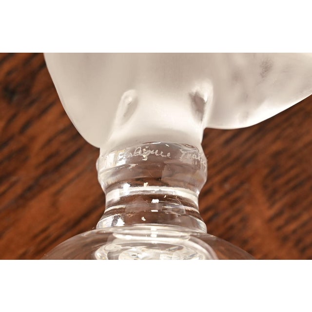 Lalique "Pinsons" Art Deco Frosted Sparrow Crystal Table Bell For Sale - Image 10 of 12