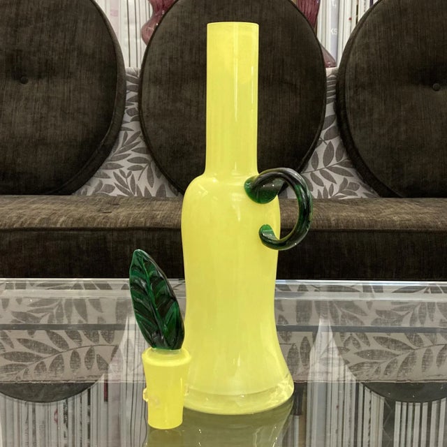 1960s Vintage Canary Cased Glass Decanter For Sale - Image 5 of 10