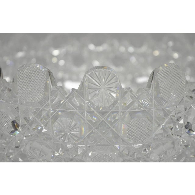 Antique Brilliant Cut Glass Victorian Saw Tooth Heavy 10" Candy Fruit Bowl For Sale - Image 4 of 9