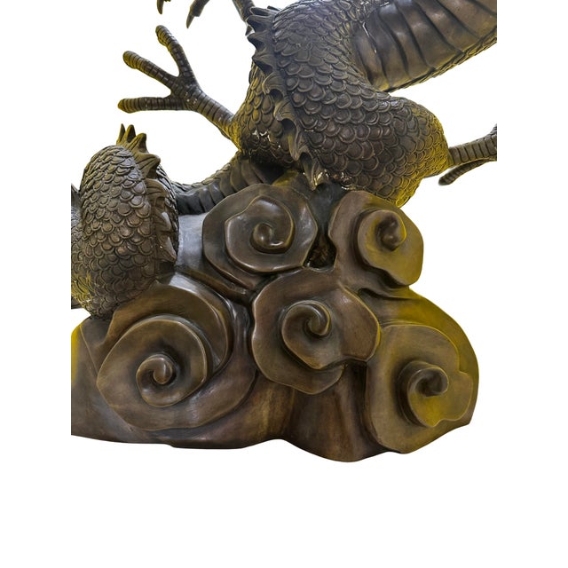 Late 20th Century Large Monumental Asian Style Bronze Dragon Sculpture – Heavy Decorative Statement Piece For Sale - Image 6 of 8