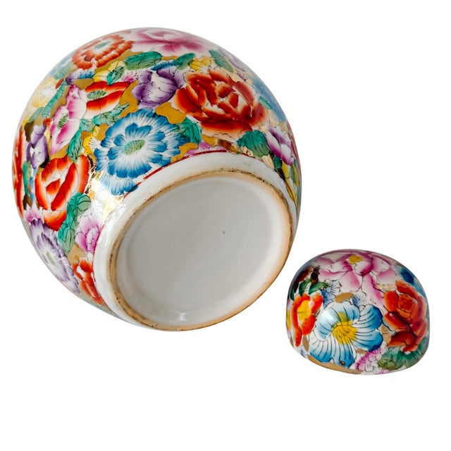 Ceramic Large Chinese Polychrome Millefleurs Porcelain Mirrored Ginger Jar For Sale - Image 7 of 7