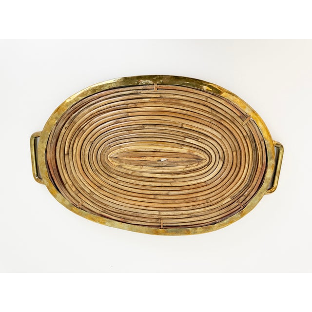 Brass Large 1960s Oval Gabriella Crespie Style Reeded Brass Tray For Sale - Image 8 of 8