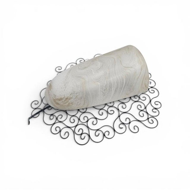 Frosted Amber Glass and Wrought Iron Wall Sconces with Metal Frames, Set of 2 For Sale - Image 18 of 18