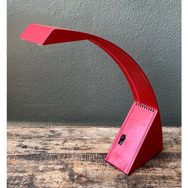 Red Vintage Italian Marco Zotta Red Arched Desk Lamp For Sale - Image 8 of 17