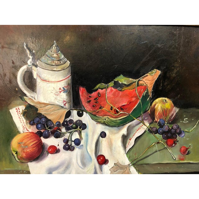 Mid 20th Century Mid 20th Century Still Life Original Oil Painting on Board For Sale - Image 5 of 5