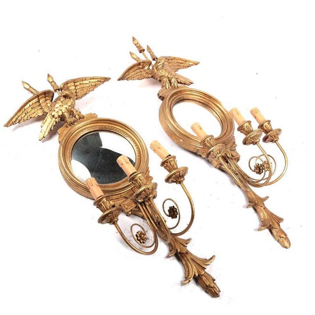 French Gilt Mirrored Eagle Wall Sconces, Set of 2 For Sale - Image 10 of 10