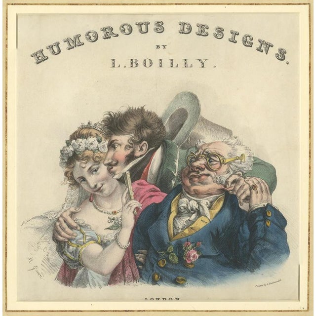 Title Page – Boilly, Humorous Designs, Satirical Lithograph, c.1823 : This lithograph is the original English title page...