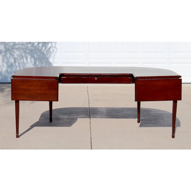 Vintage Myrtle Desk Co. Georgian Style Mahogany Curved Hunt Table / Executive Desk For Sale - Image 4 of 18