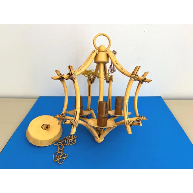 Italian Bamboo Pagoda Chandelier, 1960s For Sale - Image 11 of 13
