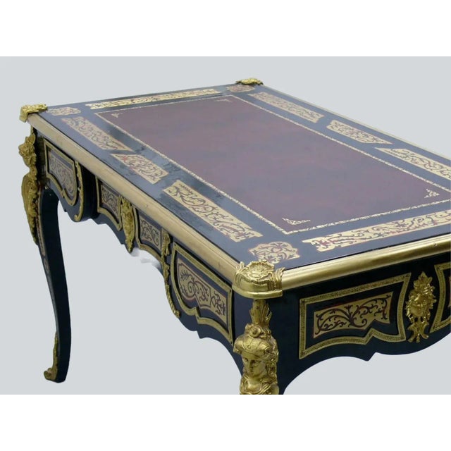 NEW Reproduction Gorgeous French Bureau style Desk / Table in the Boulle manner, very Special unique bureau plat. The top...