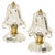 Stunning and rare pair of bell-flower-shaped table lamps in murano blown glass and brass. This incredibly elegant and...