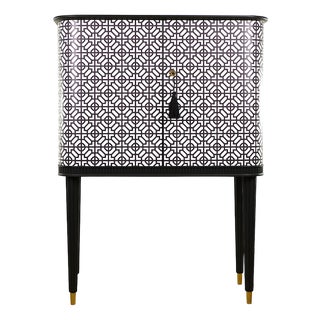 Vintage Swedish Modern Bar Cabinet in Graphic Design, 1940s For Sale