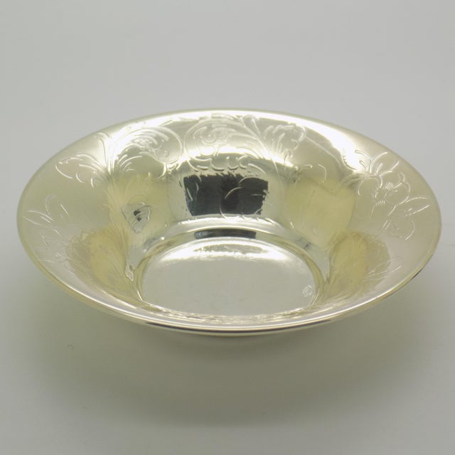 Small Vintage Italian Handmade Silver Bowl with Floral, Palermo, Sicily, Italy, 1970s For Sale - Image 3 of 10