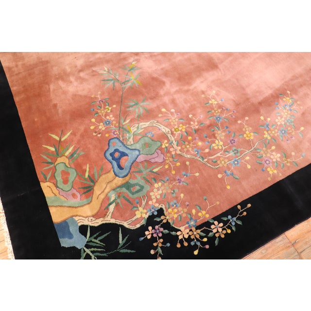 Chinese Zabihi Collection Gallery Chinese Art Deco Carpet - 7'6" x 14'9" For Sale - Image 3 of 8