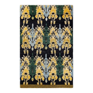 Modern Hand-Knotted Area Rug - Black, 6' 0" x 9' 3" For Sale