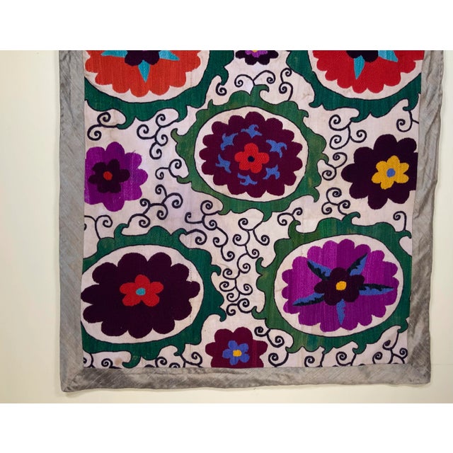 Asian Antique Antique Suzani Panel Wall Hanging For Sale - Image 3 of 12