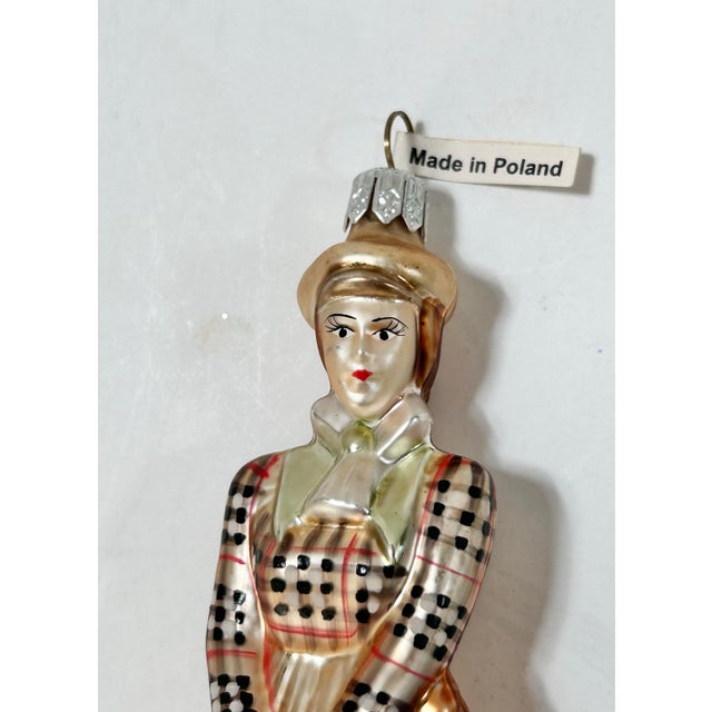Late 20th Century Vintage Female Golfer Glass Christmas Ornament – Made in Poland For Sale - Image 5 of 9