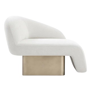 Kaia Modern White Boucle Left Arm Accent Chair For Sale