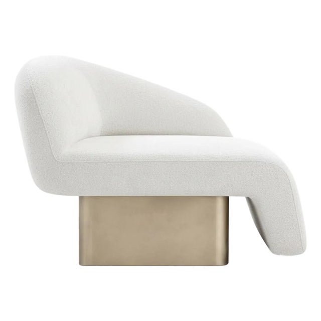 Kaia Modern White Boucle Left Arm Accent Chair For Sale
