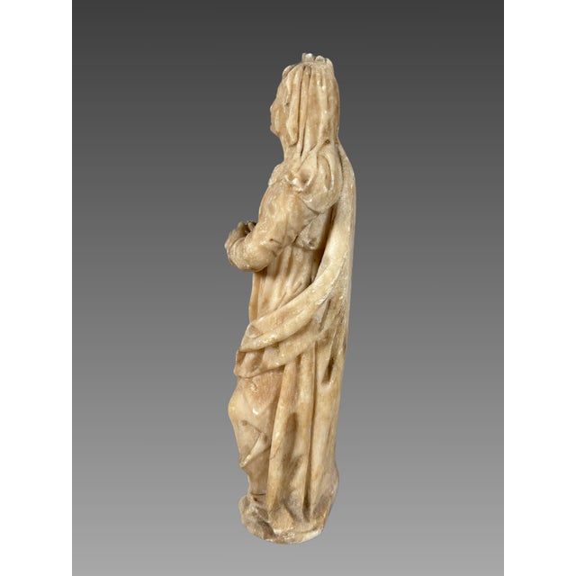 Stone 16th Century Flanders Saint Anne in Alabaster Sculpture, 1500 For Sale - Image 7 of 8