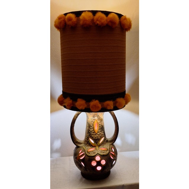 1970s Large Vintage German Table Lamp with Internally Illuminated Ceramic Base, 1970s For Sale - Image 5 of 10