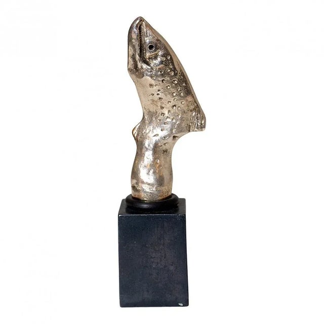 Silver-Plated Bronze Fish Sculpture from Bernhard Lipsøe For Sale - Image 3 of 3