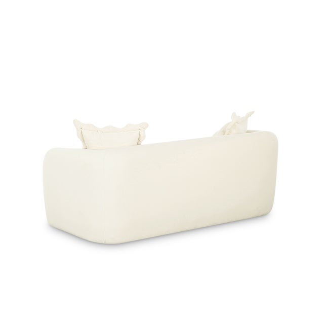 Boho Chic Lou Cream Performance Velvet Loveseat For Sale - Image 3 of 5