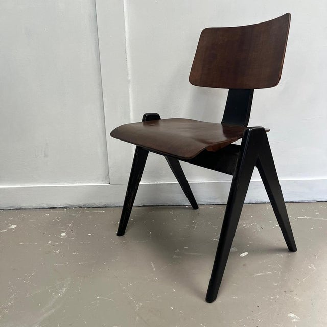 Ebonised Hillstak chair by Robin Hill Plywood Seat & Back with Beech Legs.