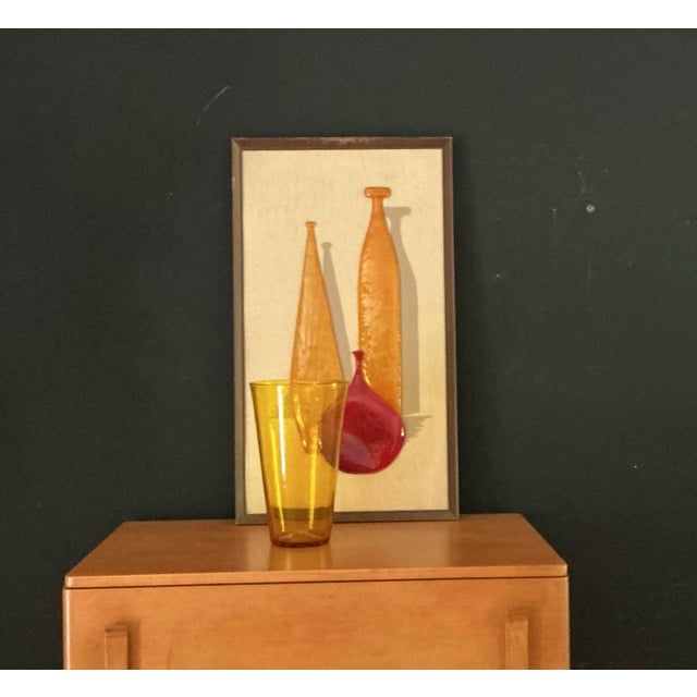 Large Vintage Mid Century Attributed to Blenko Hand Blown Art Glass Vase Yellow With Honey-Gold Tones For Sale - Image 10 of 12