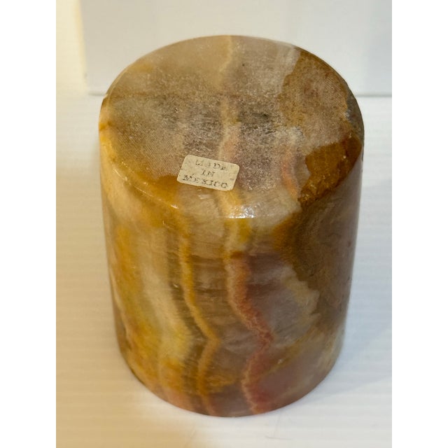 Vintage Mexican Onyx Stone Pen Holder / MCM Desk Accessory For Sale In Phoenix - Image 6 of 12
