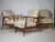 Scandinavian teak lounge chairs, set of 3, 1960s. Delicate armrests, solid teak frames, loose back cushions, and...