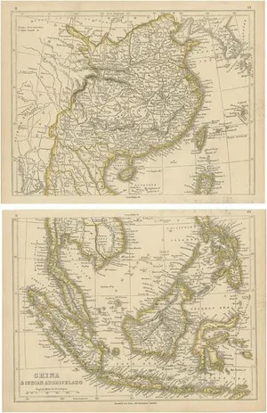 Antique Maps of China and the East Indies by Lowry, 1852, Set of 2