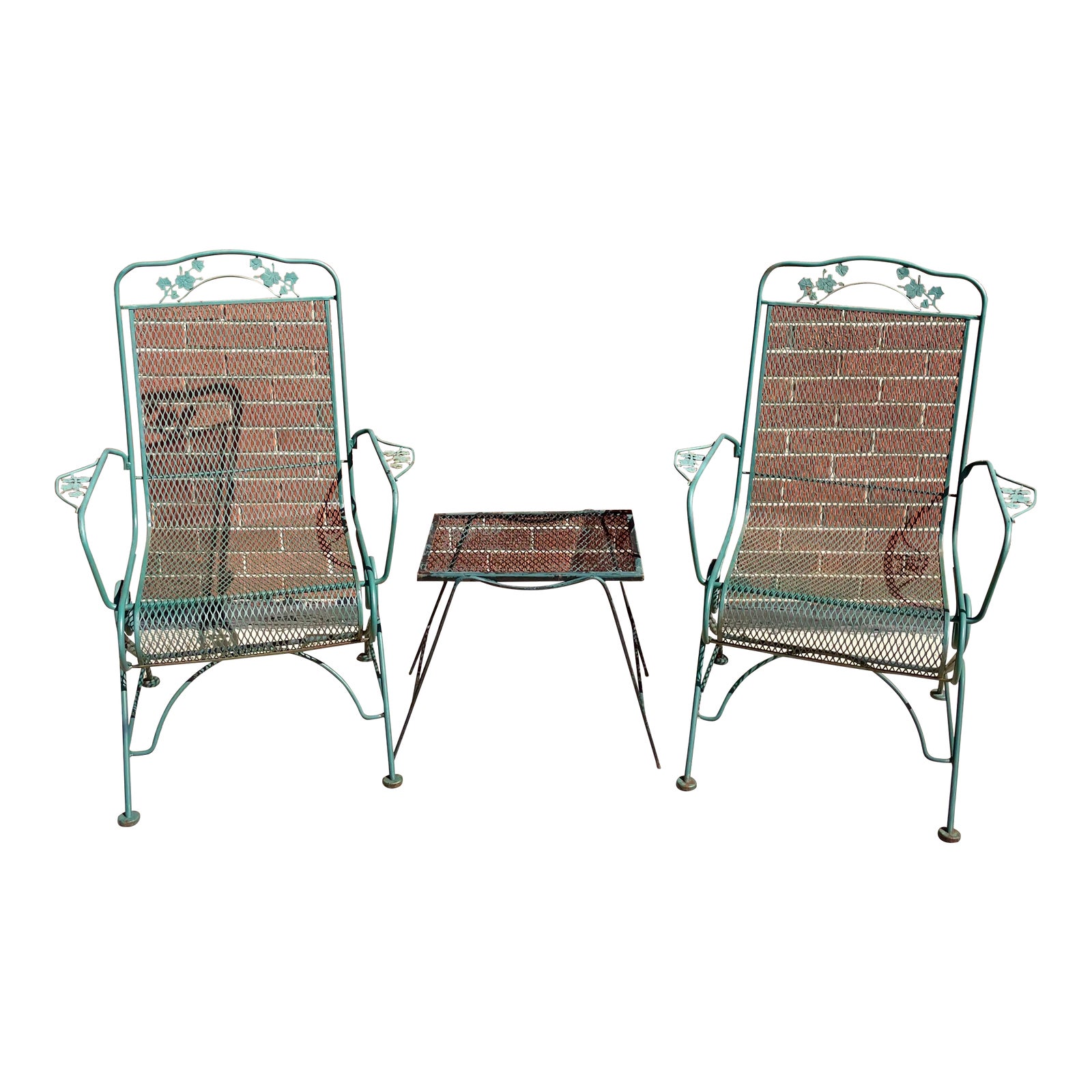 1990s Woodard Style Spring Rocker Bounce Chairs with Wrought Iron Side ...
