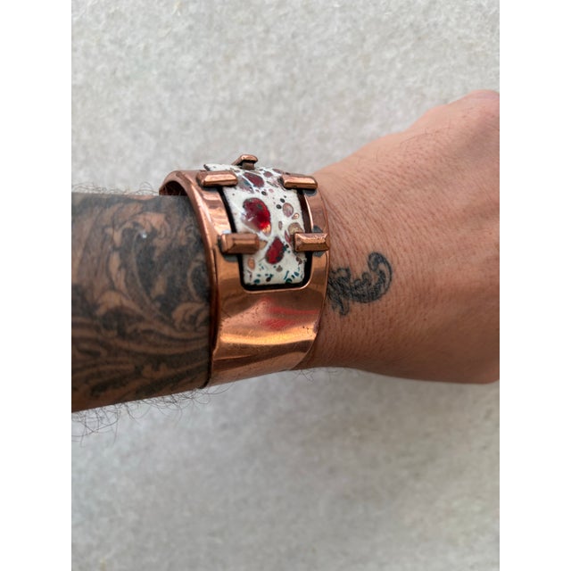 Mid 20th Century Matisse Mid Century Modern Copper a Enameled Bracelet Cuff For Sale - Image 5 of 5