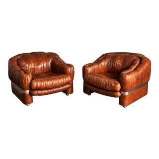 1970s Italian Leather Armchairs - Set of 2 For Sale