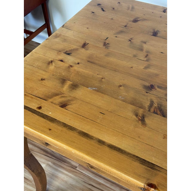 Vintage Cabriole Leg Farmhouse Style Pine Dining Table For Sale - Image 13 of 16