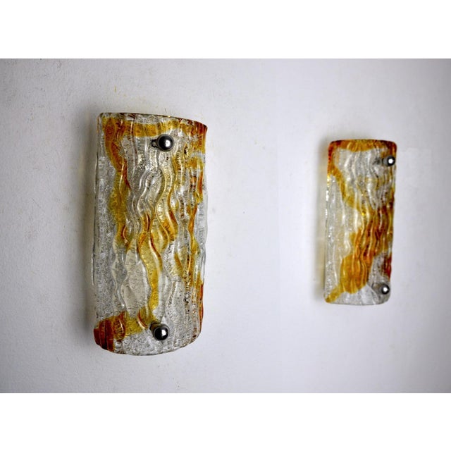 1960s Frosted Murano Glass Sconces from Mazzega, Italy, 1960s, Set of 2 For Sale - Image 5 of 8