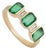 Natural Zambian Emerald Three Stone Ring With Diamond Accents in 14k Gold Size 4 For Sale