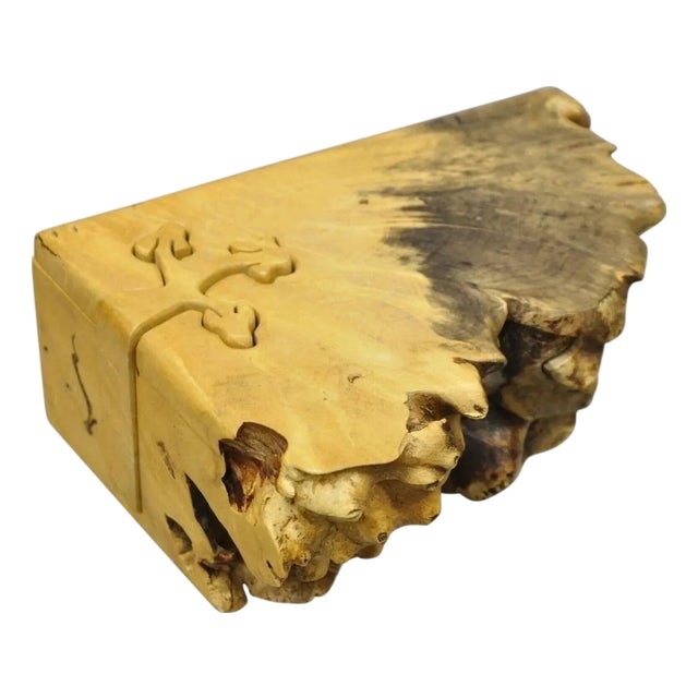 Late 20th Century Richard Rothbard Mid Century Modern Burl Wood Live Edge Puzzle Jewelry Box For Sale