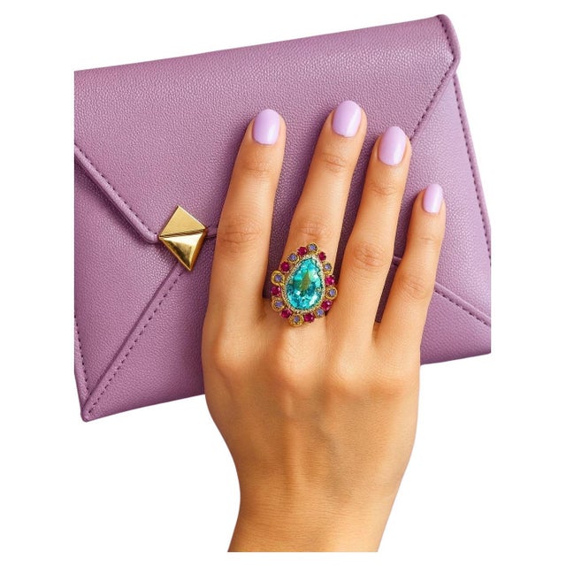 Late 20th Century Bochic “Capri” Vintage Ruby, Tanzanite & Diamond Ring Set In 18K Gold & Silver For Sale - Image 5 of 8