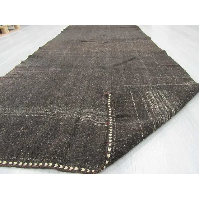 Vintage Black Turkish Goat Hair Kilim Rug - 4′11″ × 13′ For Sale In Los Angeles - Image 6 of 6