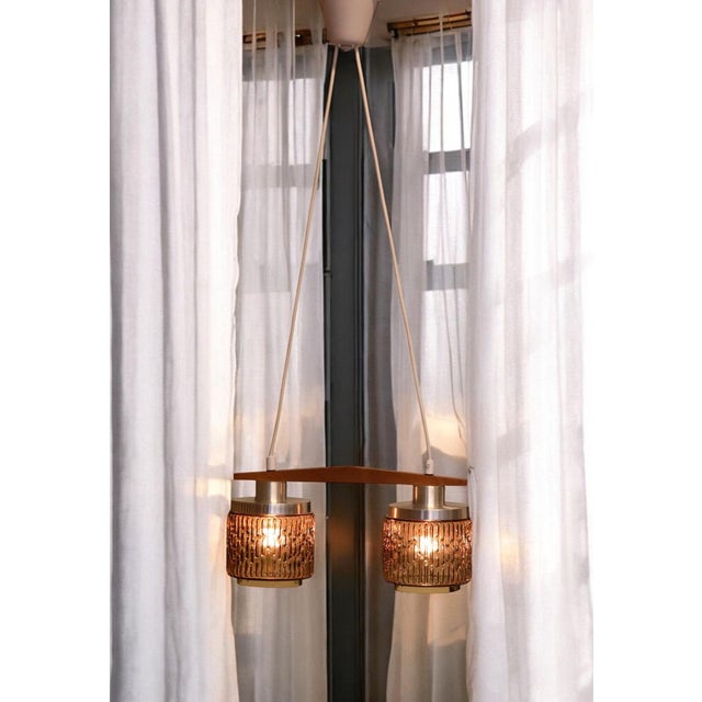 Ceiling Lamp with Amber Glass Shades, 1960s For Sale - Image 4 of 12