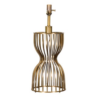 Mid 20th Century Italian Brass Hourglass Shaped Single Light Lamp, US Wired For Sale