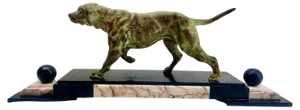 Art Deco Spelter Bonzed Representation of Bloodhound in Marble Base from Berni, 1920s
