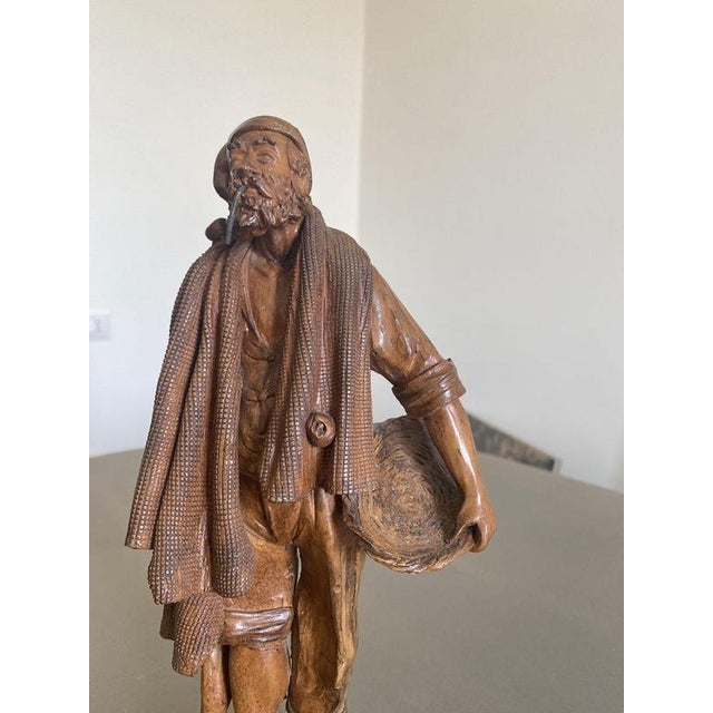 Late 20th Century Carved Wooden Fisherman Sculpture, Italy For Sale - Image 5 of 18