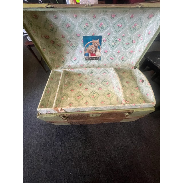 19th Century Antique Rolling Camel Hump Steamer Trunk/ Chest For Sale - Image 11 of 11