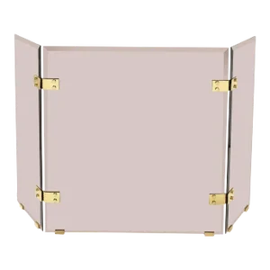Mid-Century Modernist Tri-Fold Smoked Glass Fire Screen With Brass Hinges by Danny Alessandro