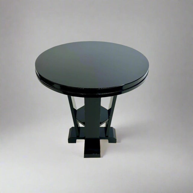 Black Art Deco style Gueridon Side Table, France, 1990's For Sale - Image 8 of 8