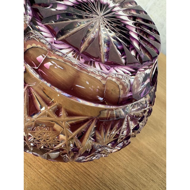 Bohemian Amethyst Cut Crystal Lidded Bowl or Bonbonnière, 20th Century For Sale - Image 5 of 12