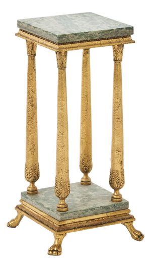 Empire-Style Pedestal in Bronzed Finish with Marble Slabs, 1890s